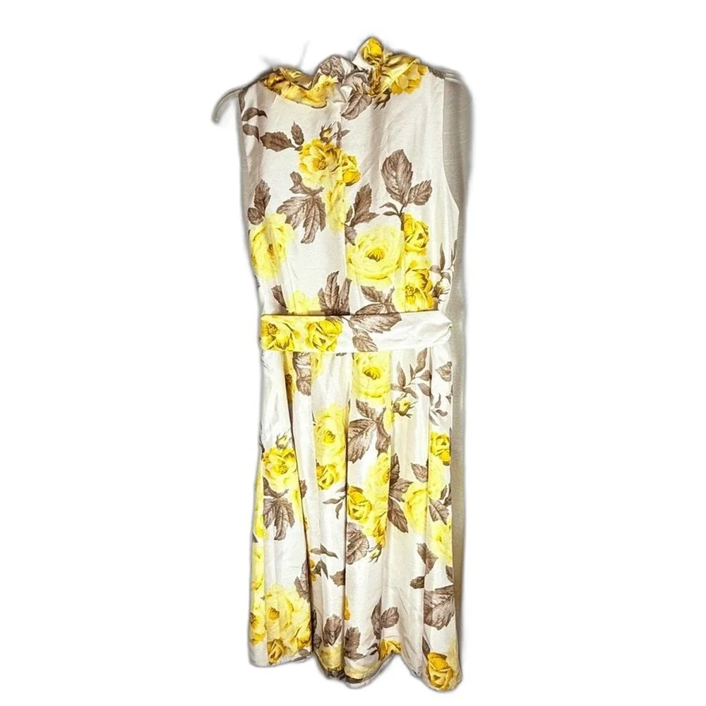 Jessica Howard New Floral Yellow & cream Chiffon Women's Dress size‎ 16 ruffle - Picture 8 of 11